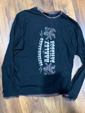 Vintage Harley-Davidson “Supercharged” Long-Sleeve Graphic Tee size Large SKU101